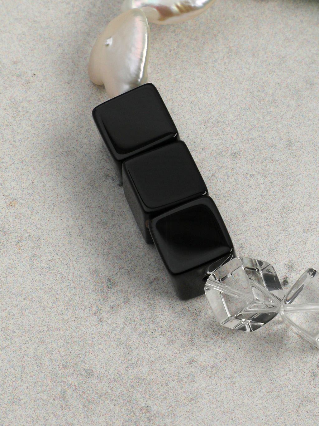 Sugar Cube Crystal & Baroque Jade Bracelet — black agate large cubes, clear quartz large cubes, b... | SENLORE