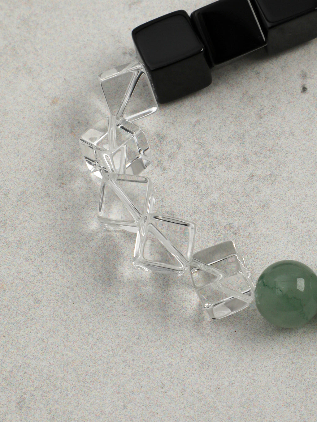 Sugar Cube Crystal & Baroque Jade Bracelet — black agate large cubes, clear quartz large cubes, b... | SENLORE