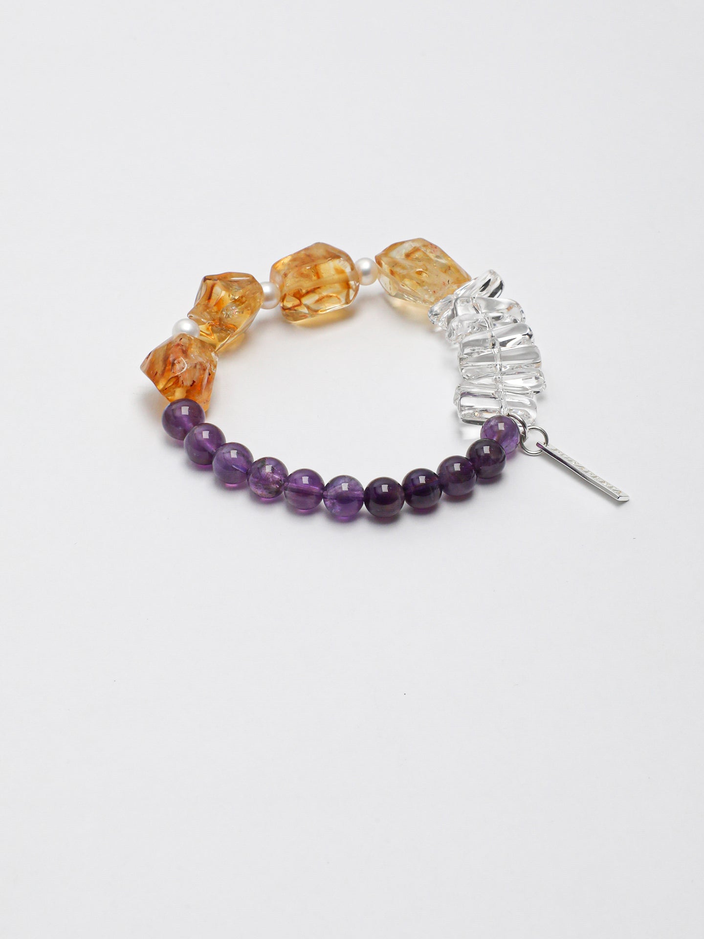 Fortune & Prosperity Multi-Crystal Bracelet — Brazilian citrine freeform, clear quartz long nugget... | SENLORE