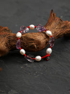 SENLORE Lucky Freeform Amethyst Pearl Bracelet – Side View