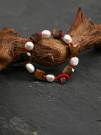 SENLORE Square Tiger's Eye Pearl Bracelet – Lifestyle Shot