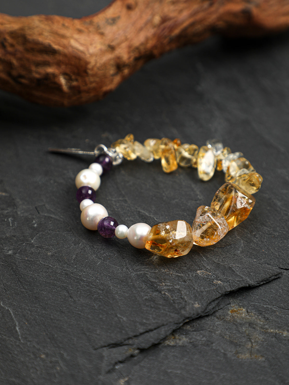 SENLORE Freeform Citrine Pearl Bracelet – Side View