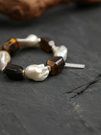 SENLORE Square Smoky Quartz Baroque Bracelet – Front View