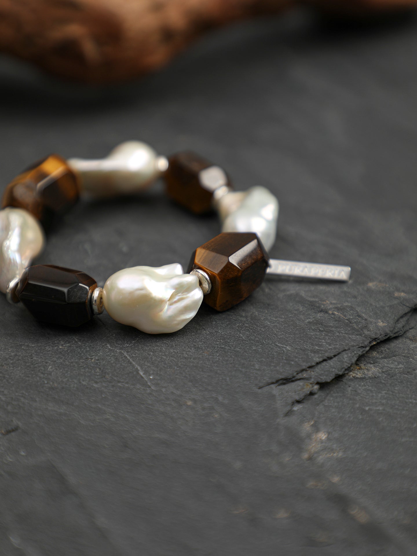 SENLORE Square Smoky Quartz Baroque Bracelet – Front View