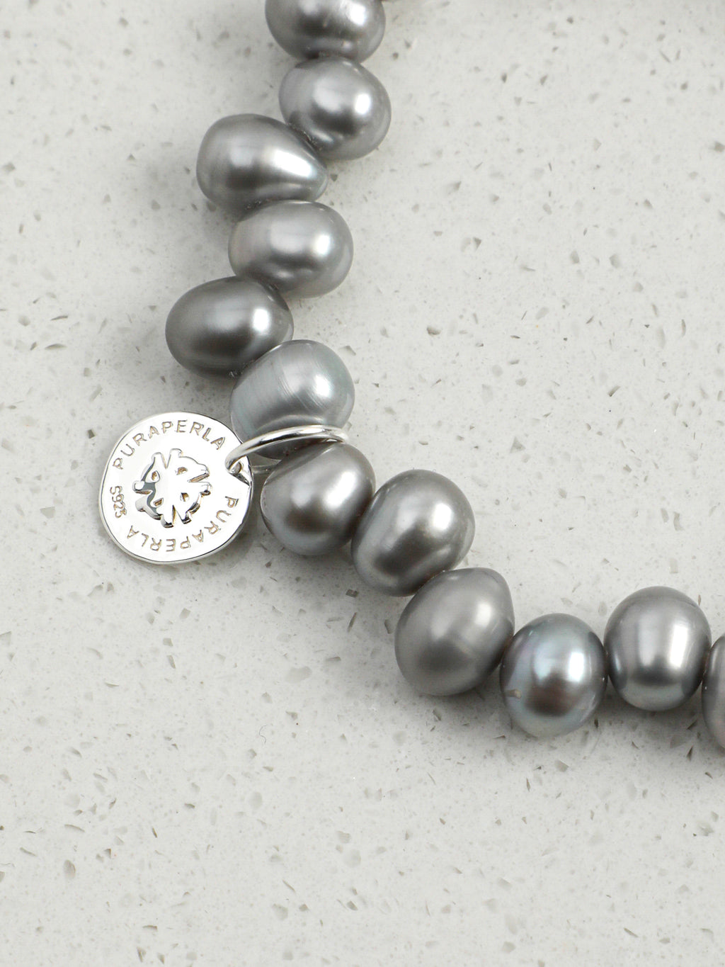 White Crystal Grey Pearl Bracelet — flawless white crystal & natural grey pearl & S925 Sterling Silver | SENLORE