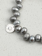 White Crystal Grey Pearl Bracelet — flawless white crystal & natural grey pearl & S925 Sterling Silver | SENLORE
