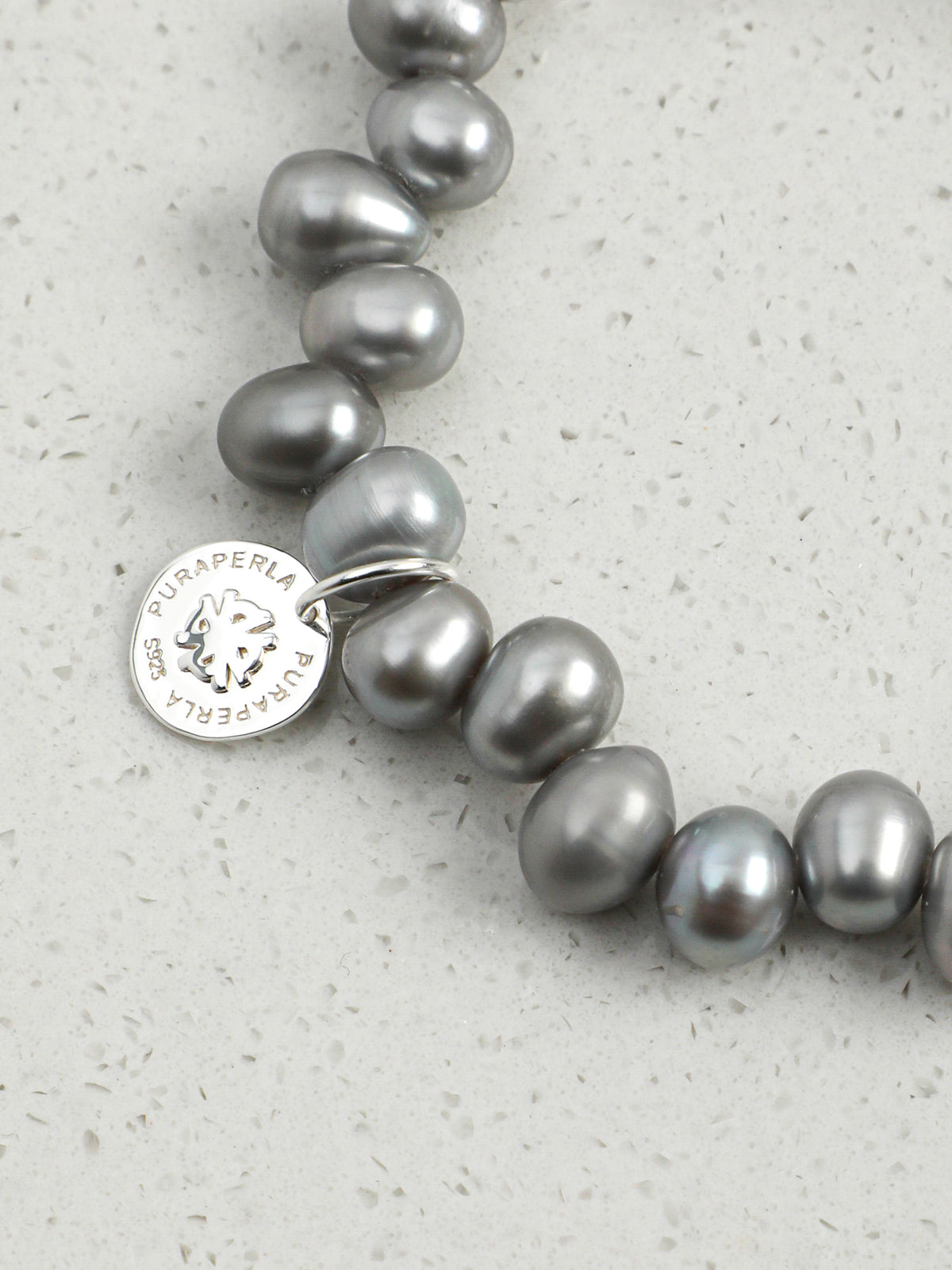White Crystal Grey Pearl Bracelet — flawless white crystal & natural grey pearl & S925 Sterling Silver | SENLORE