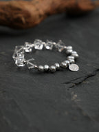 White Crystal Grey Pearl Bracelet — flawless white crystal & natural grey pearl & S925 Sterling Silver | SENLORE