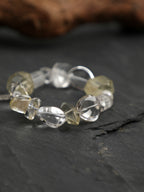 Morandi-Tone Crystal Bracelet — freeform white crystal & freshwater pearl & S925 Sterling Silver | SENLORE