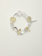 Morandi-Tone Crystal Bracelet — freeform white crystal & freshwater pearl & S925 Sterling Silver | SENLORE