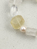 Morandi-Tone Crystal Bracelet — freeform white crystal & freshwater pearl & S925 Sterling Silver | SENLORE