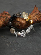 Black Swan Tiger's Eye Crystal Bracelet — faceted yellow tiger's eye & citrine chip & S925 Sterling Silver | SENLORE