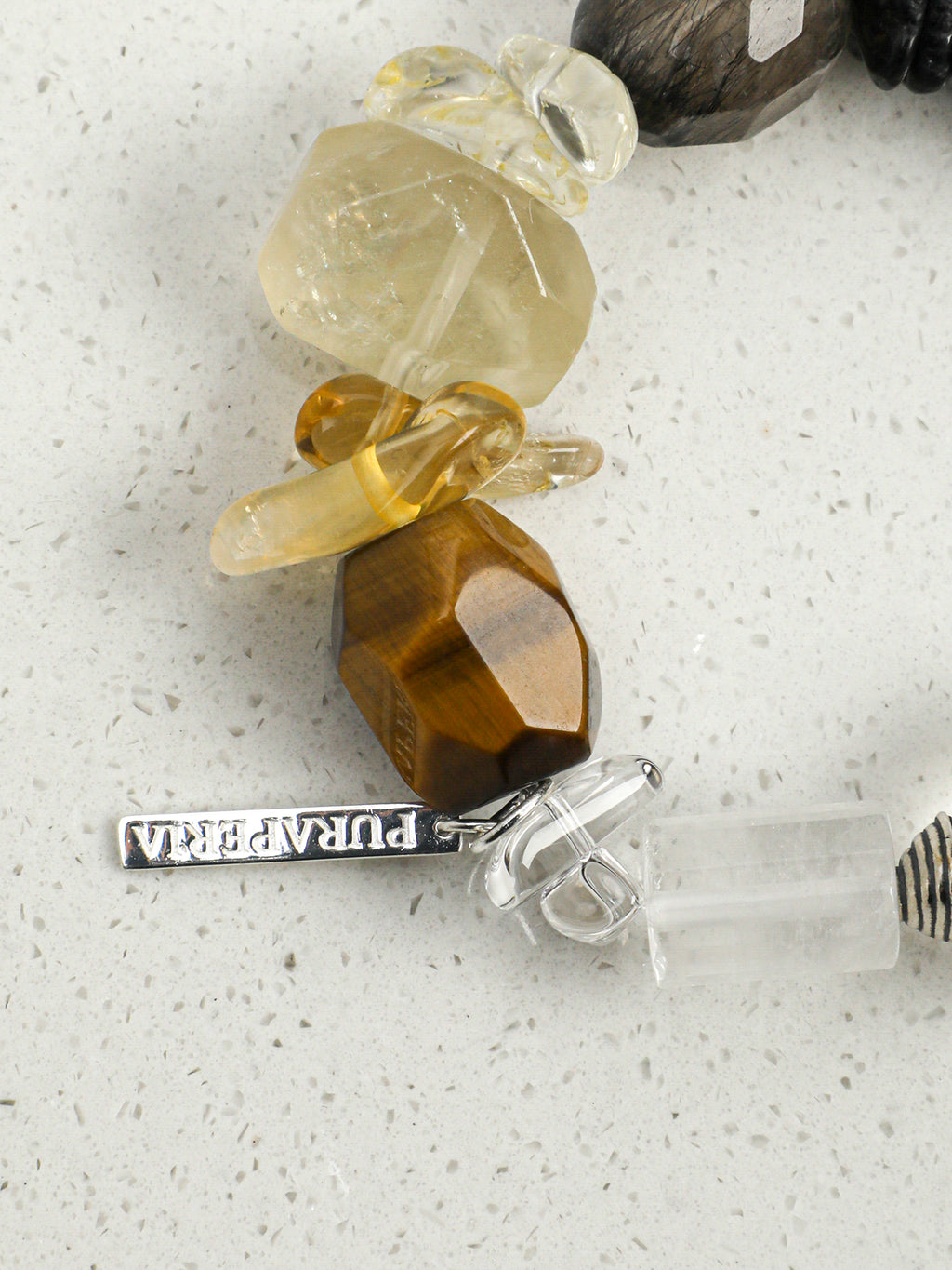 Black Swan Tiger's Eye Crystal Bracelet — faceted yellow tiger's eye & citrine chip & S925 Sterling Silver | SENLORE