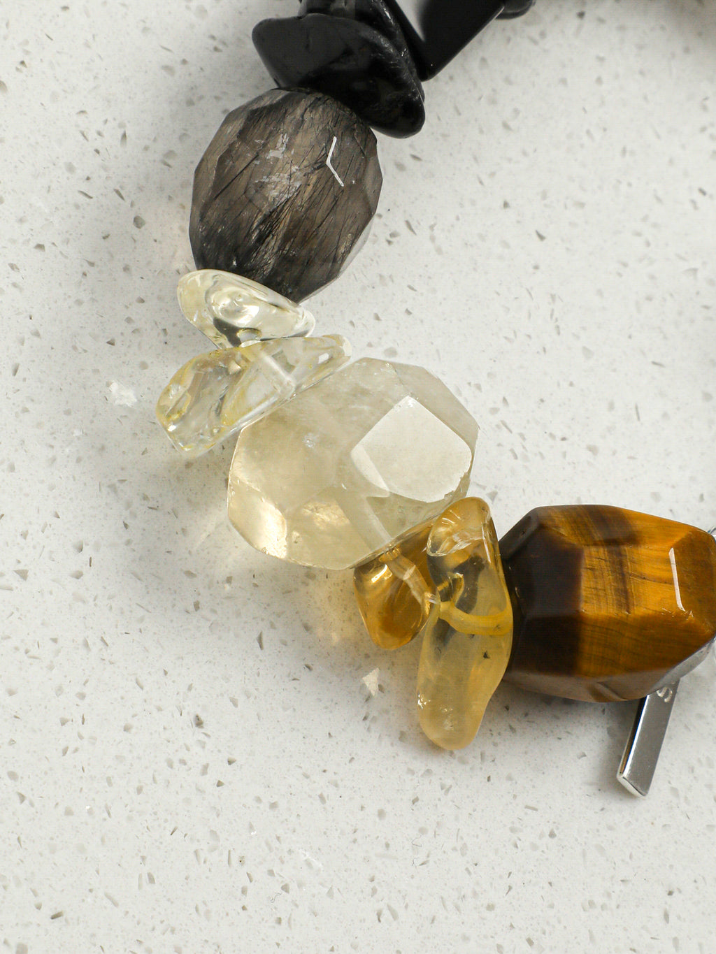 Black Swan Tiger's Eye Crystal Bracelet — faceted yellow tiger's eye & citrine chip & S925 Sterling Silver | SENLORE