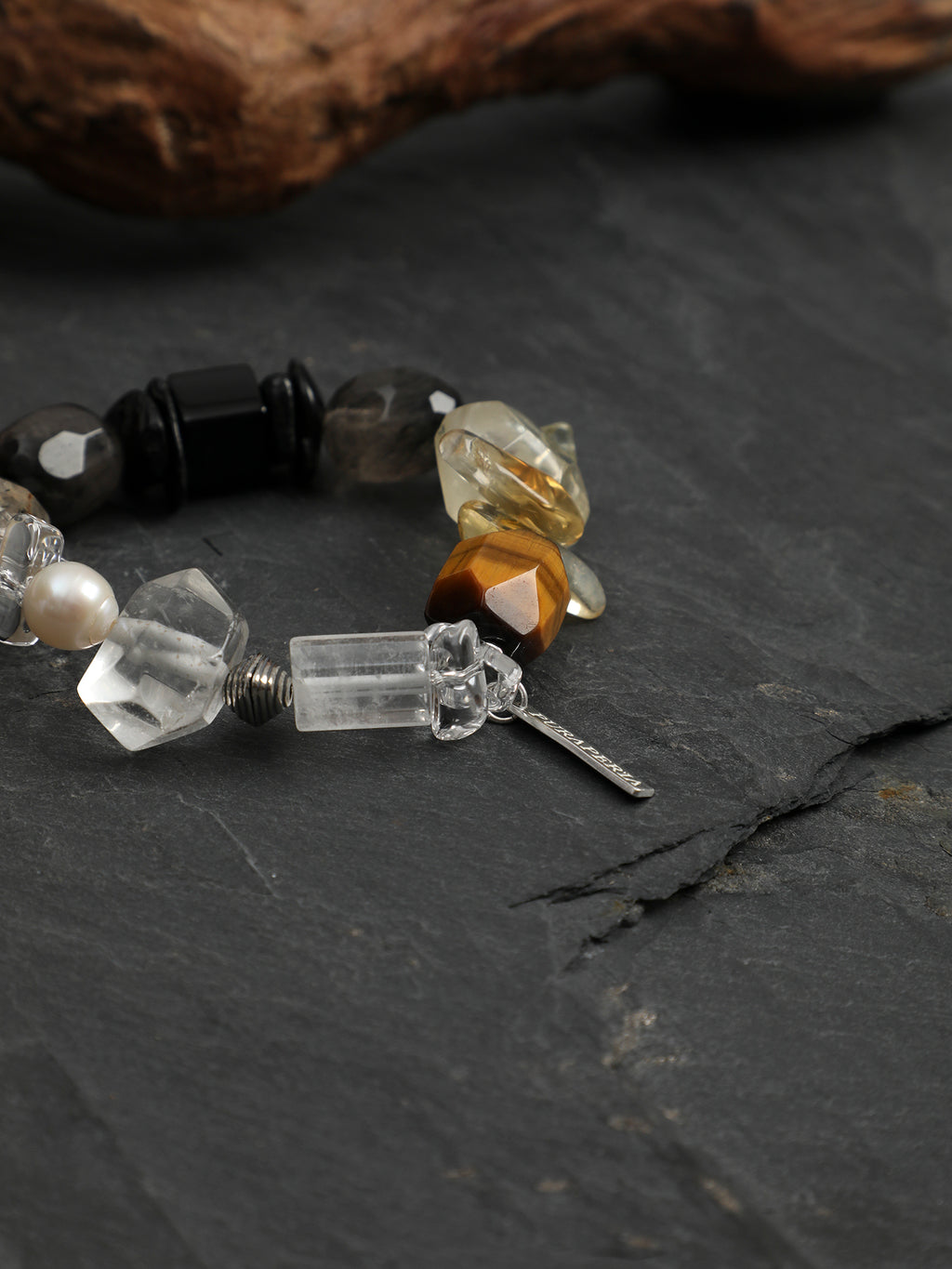 Black Swan Tiger's Eye Crystal Bracelet — faceted yellow tiger's eye & citrine chip & S925 Sterling Silver | SENLORE