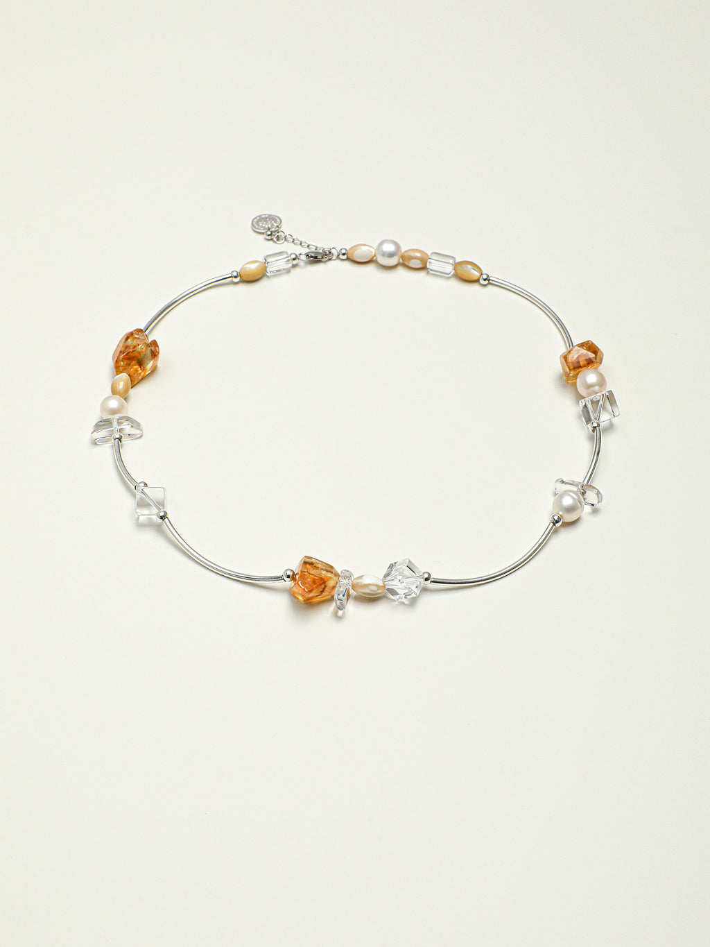 Citrine & Rock Crystal Moon Pearl Necklace