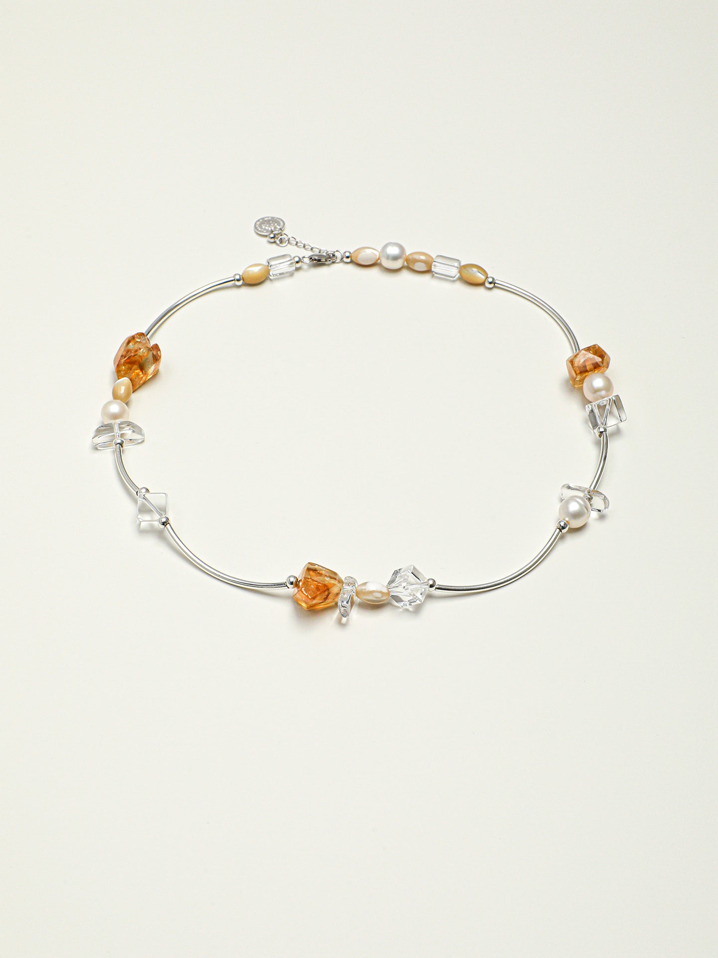 Citrine & Rock Crystal Moon Pearl Necklace