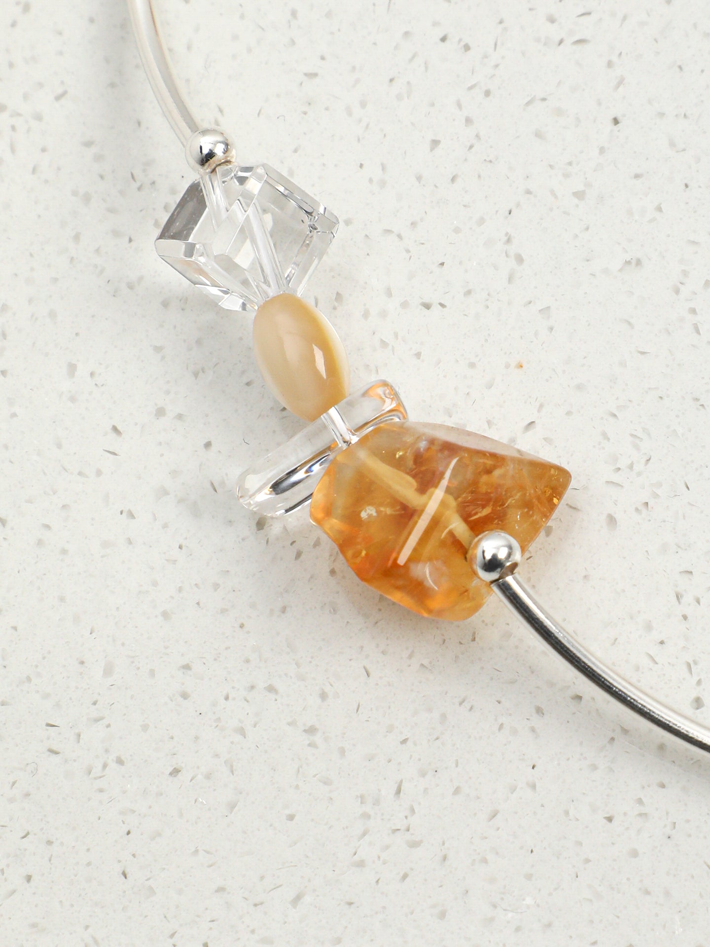 Citrine & Rock Crystal Moon Pearl Necklace