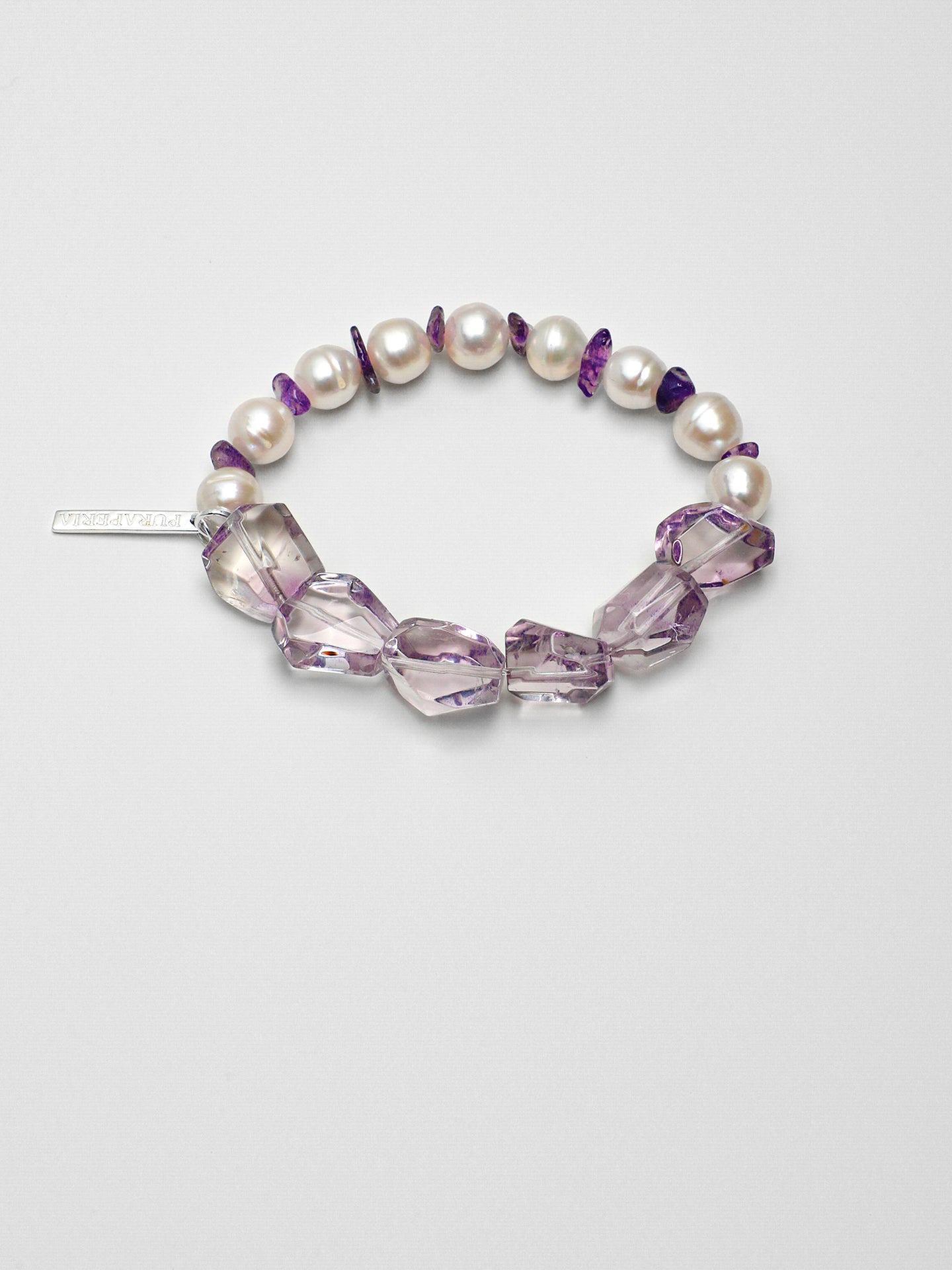 Icy Amethyst Pearl Bracelet — high-clarity ice amethyst & natural freshwater pearl & S925 Sterling Silver | SENLORE