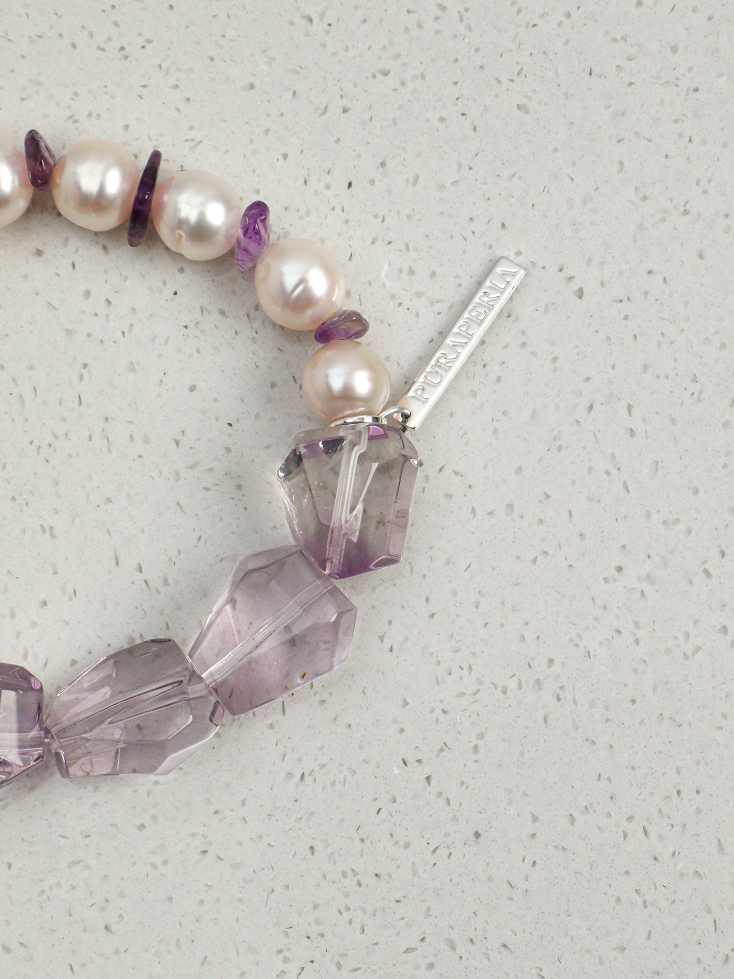 Icy Amethyst Pearl Bracelet — high-clarity ice amethyst & natural freshwater pearl & S925 Sterling Silver | SENLORE