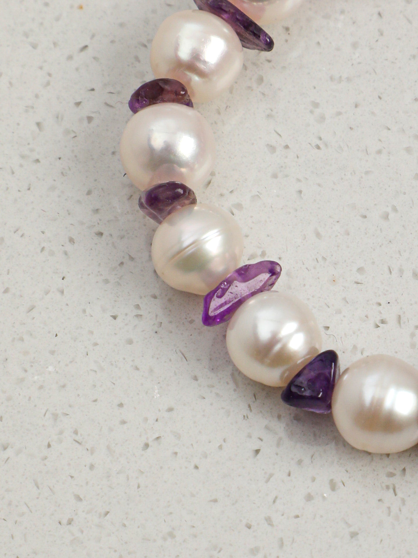 Icy Amethyst Pearl Bracelet — high-clarity ice amethyst & natural freshwater pearl & S925 Sterling Silver | SENLORE
