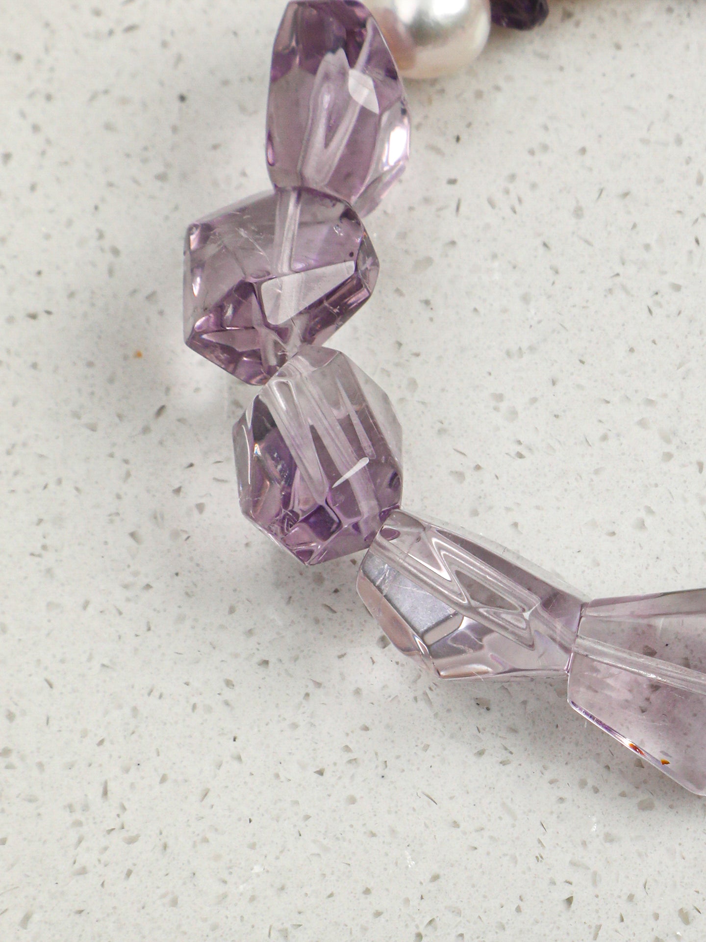 Icy Amethyst Pearl Bracelet — high-clarity ice amethyst & natural freshwater pearl & S925 Sterling Silver | SENLORE