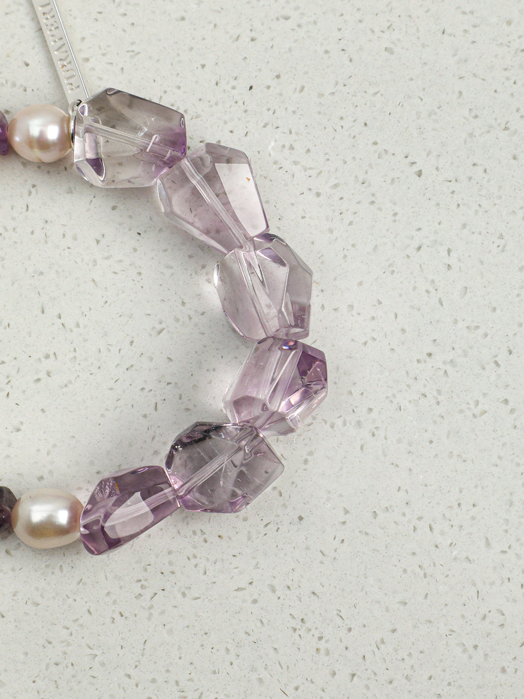 Icy Amethyst Pearl Bracelet — high-clarity ice amethyst & natural freshwater pearl & S925 Sterling Silver | SENLORE