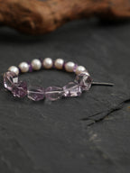 Icy Amethyst Pearl Bracelet — high-clarity ice amethyst & natural freshwater pearl & S925 Sterling Silver | SENLORE