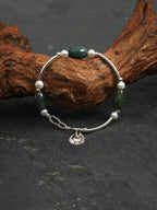 SENLORE Green Crystal Silver Ring Bracelet – Front View