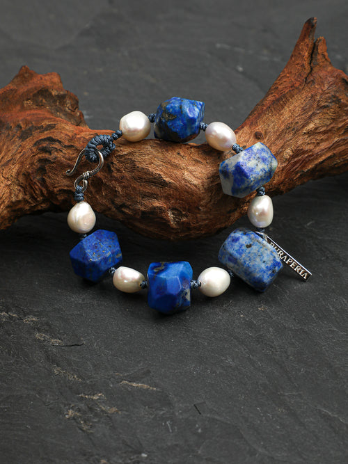 SENLORE Blue Lapis Lazuli Baroque Bracelet – Side View