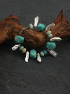 Amazonite Long Baroque Tusk Bracelet — freeform amazonite, amazonite, long baroque nugget... | SENLORE