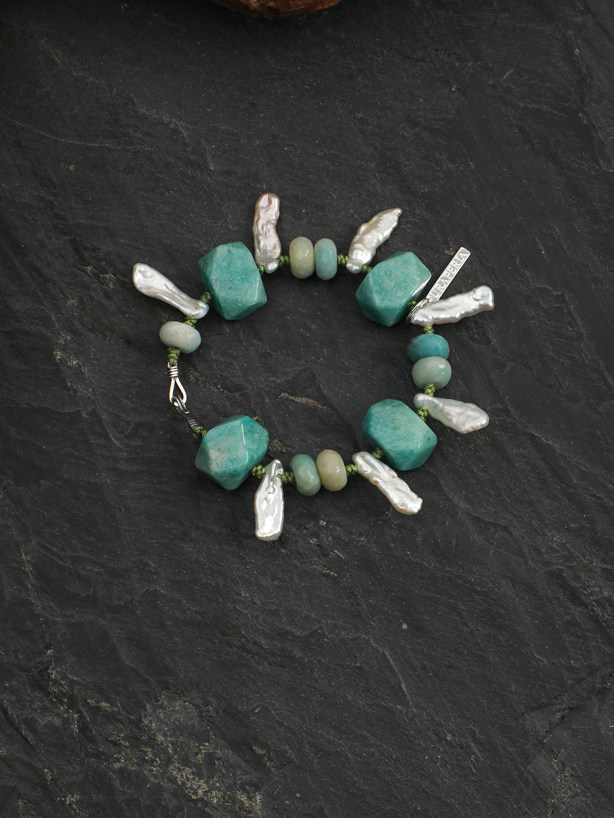 Amazonite Long Baroque Tusk Bracelet — freeform amazonite, amazonite, long baroque nugget... | SENLORE
