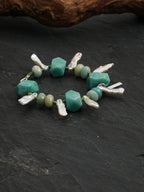 Amazonite Long Baroque Tusk Bracelet — freeform amazonite, amazonite, long baroque nugget... | SENLORE