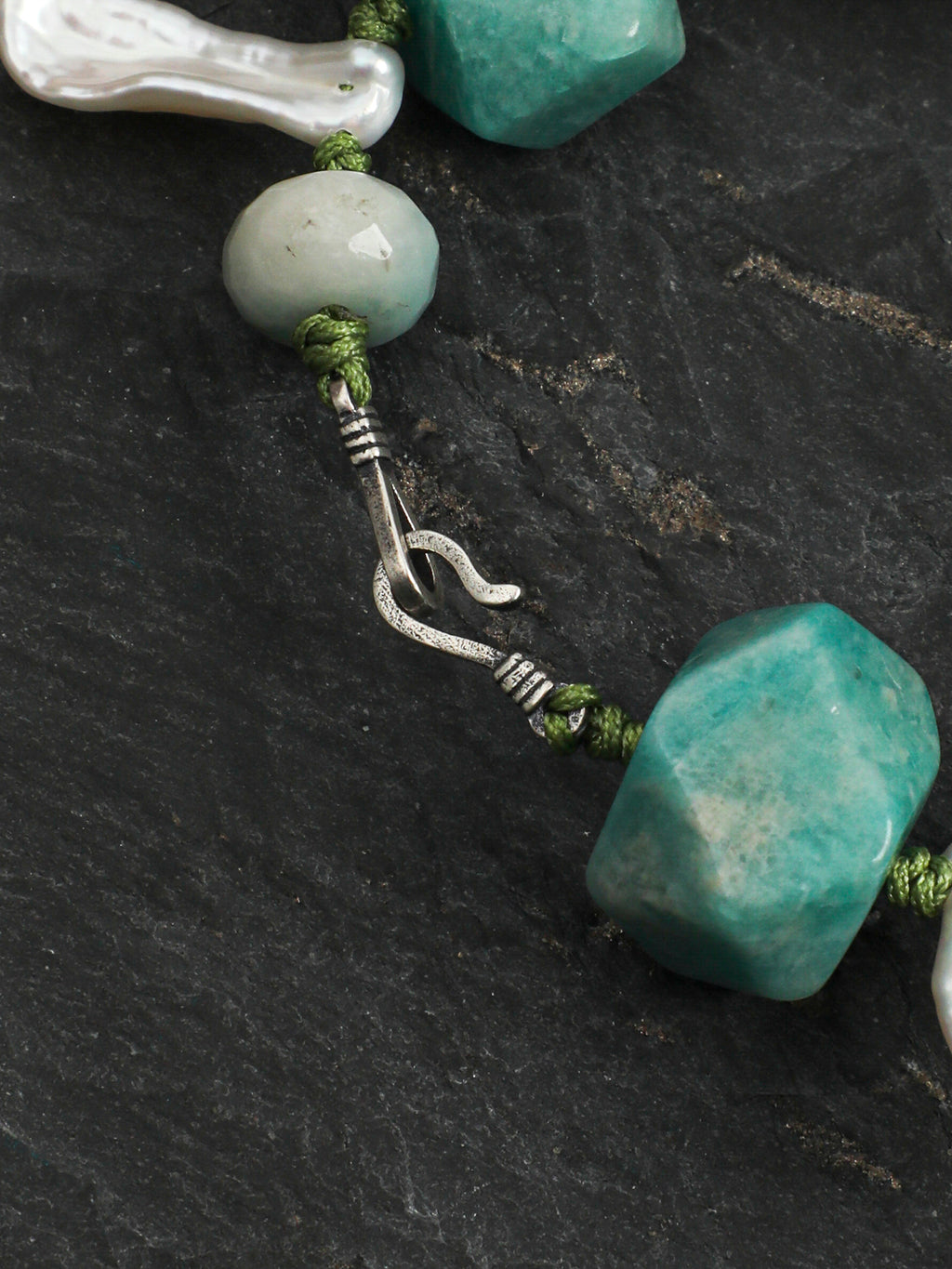 Amazonite Long Baroque Tusk Bracelet — freeform amazonite, amazonite, long baroque nugget... | SENLORE