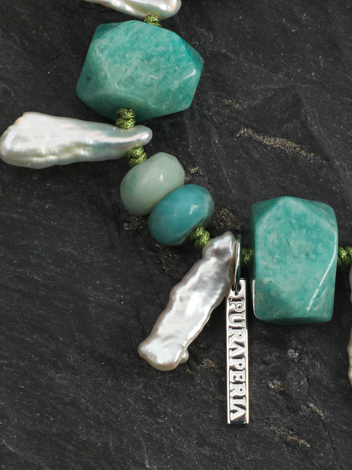 Amazonite Long Baroque Tusk Bracelet — freeform amazonite, amazonite, long baroque nugget... | SENLORE