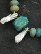 Amazonite Long Baroque Tusk Bracelet — freeform amazonite, amazonite, long baroque nugget... | SENLORE