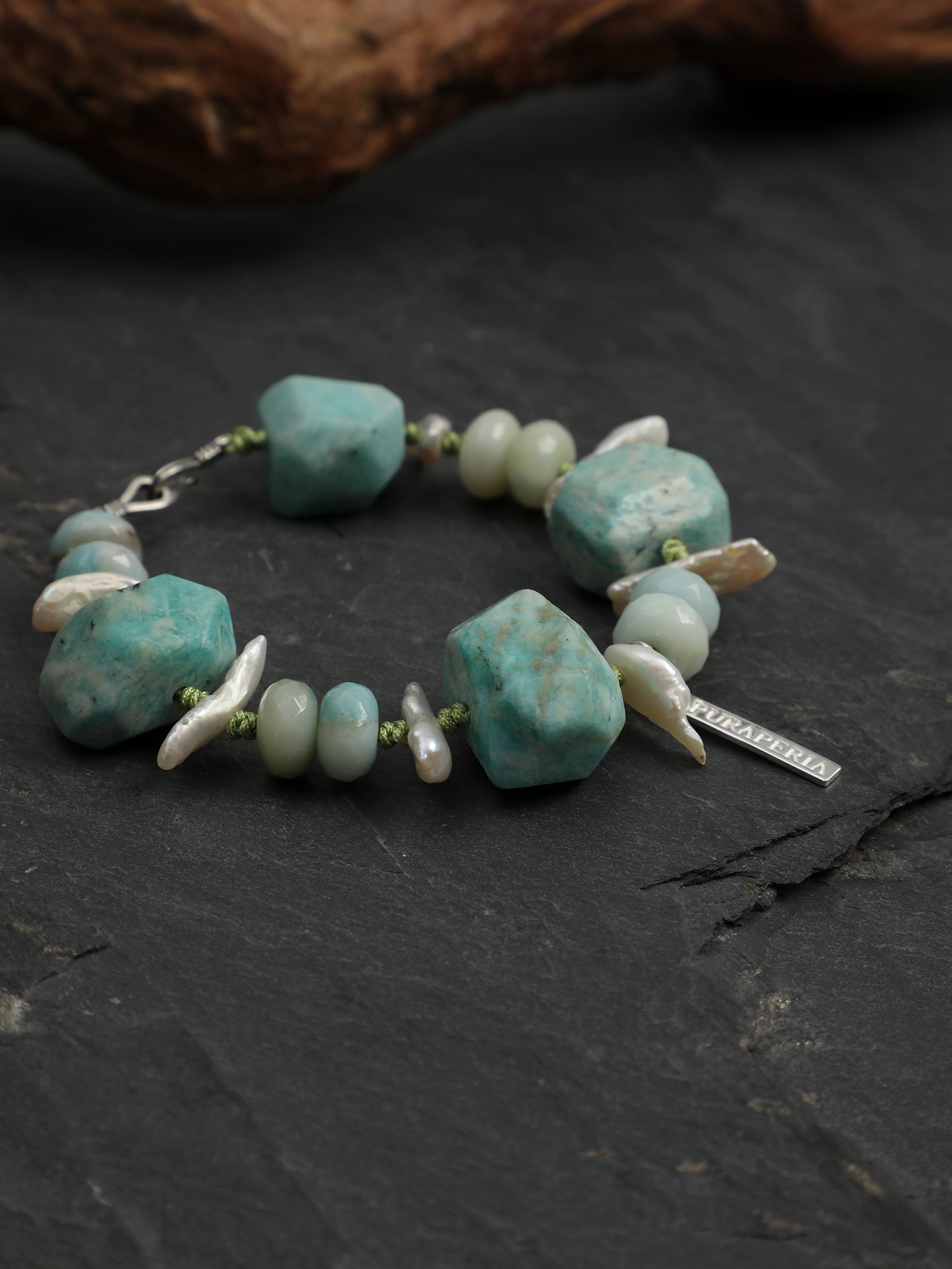 SENLORE Blue Long Tusk Baroque Bracelet – Front View