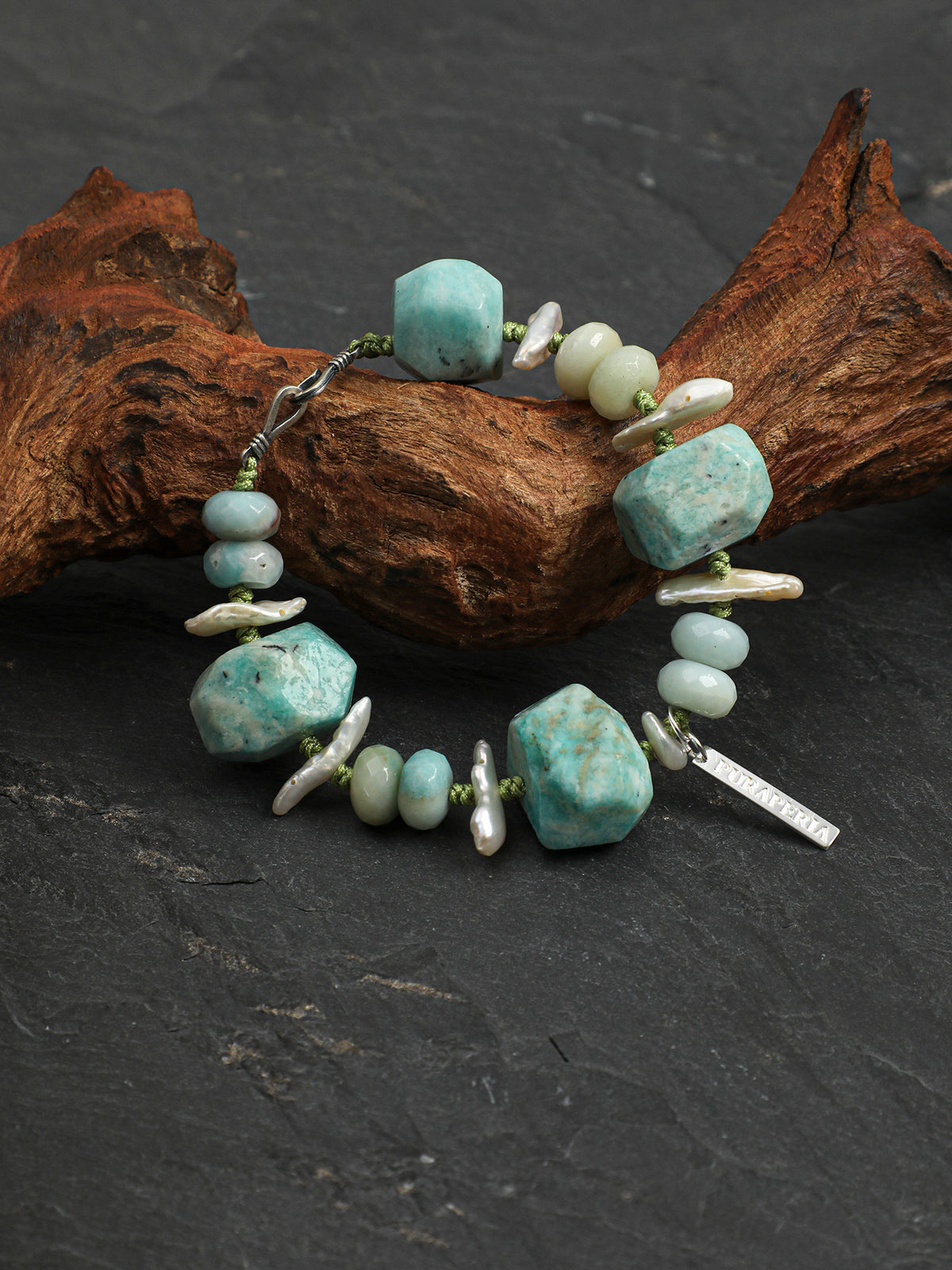 SENLORE Blue Long Tusk Baroque Bracelet – Side View