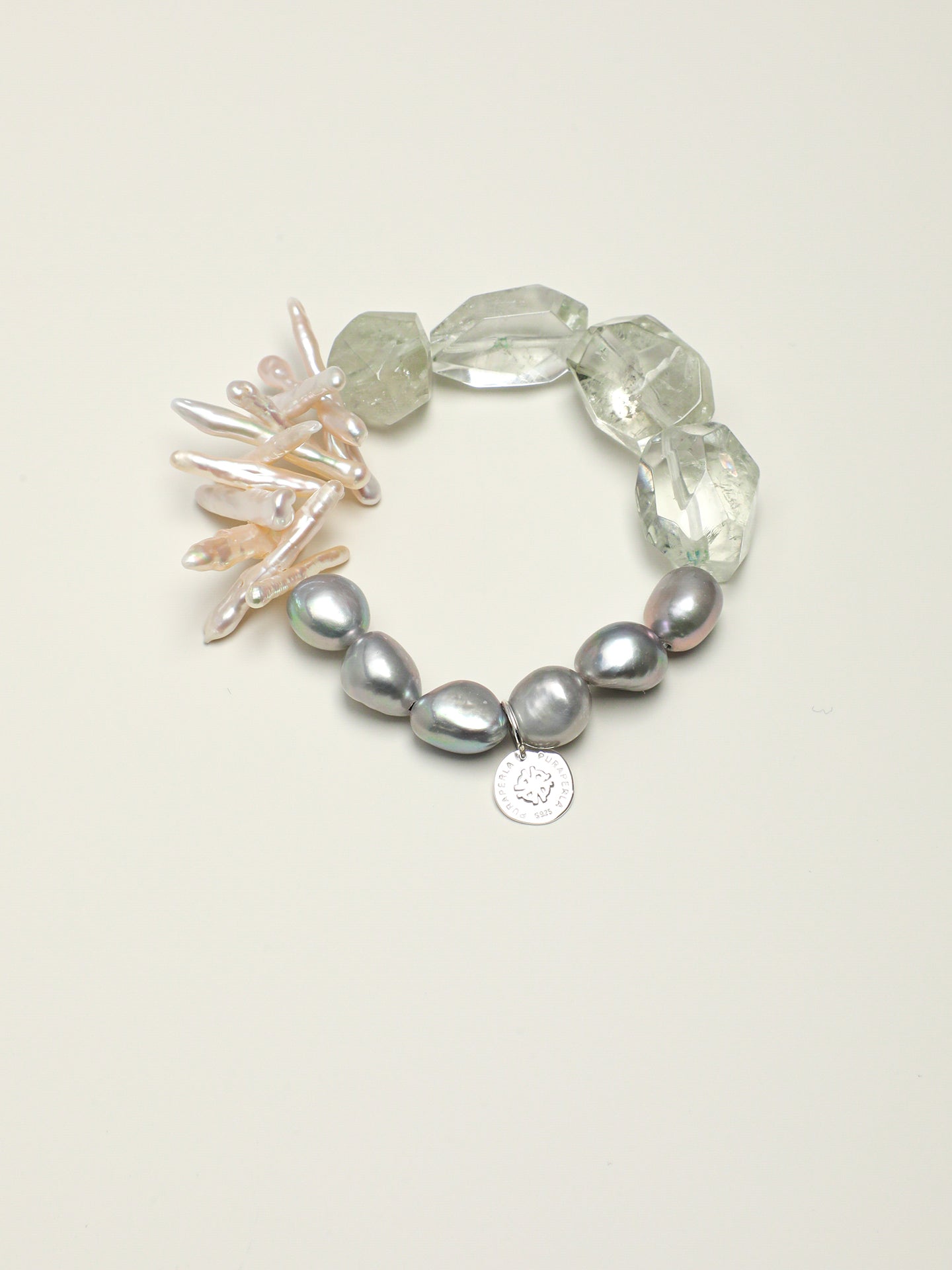SENLORE Green Crystal Gray Baroque Bracelet – Detail Close-up