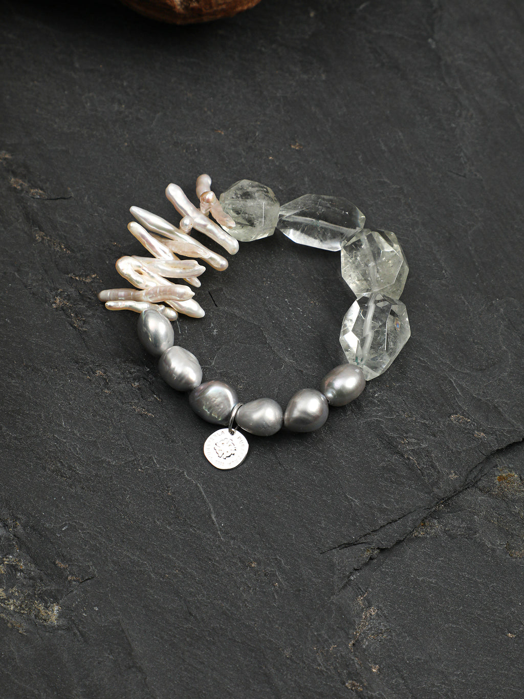SENLORE Green Crystal Gray Baroque Bracelet – Lifestyle Shot