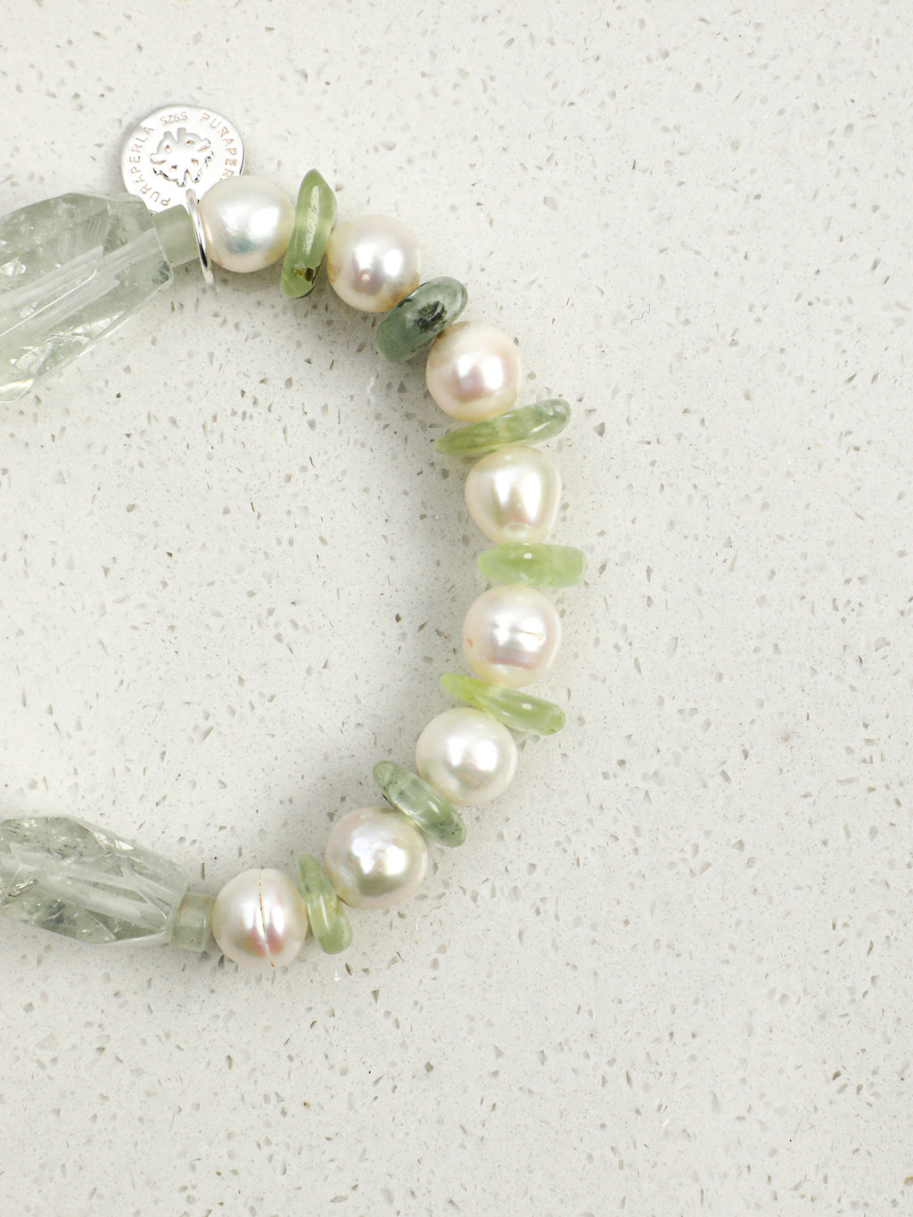 SENLORE Green Crystal Pearl Bracelet – Front View