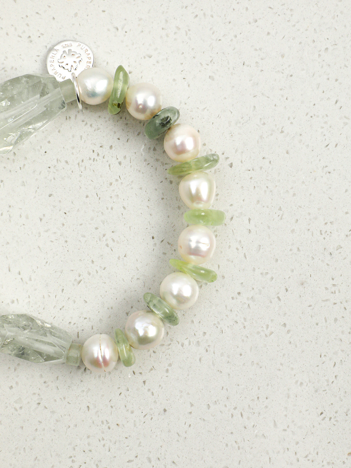 SENLORE Green Crystal Pearl Bracelet – Front View