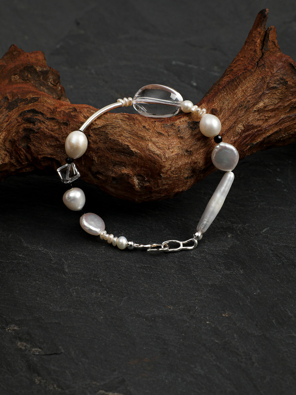 SENLORE Clear Quartz Baroque Bracelet – Side View
