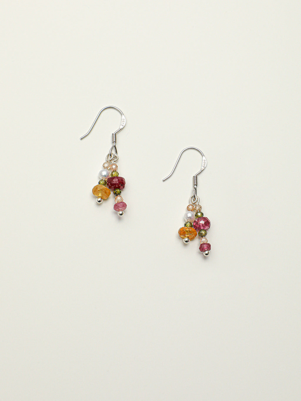 Summer Blossom Crystal Earrings — green crystal & red crystal & S925 Sterling Silver | SENLORE
