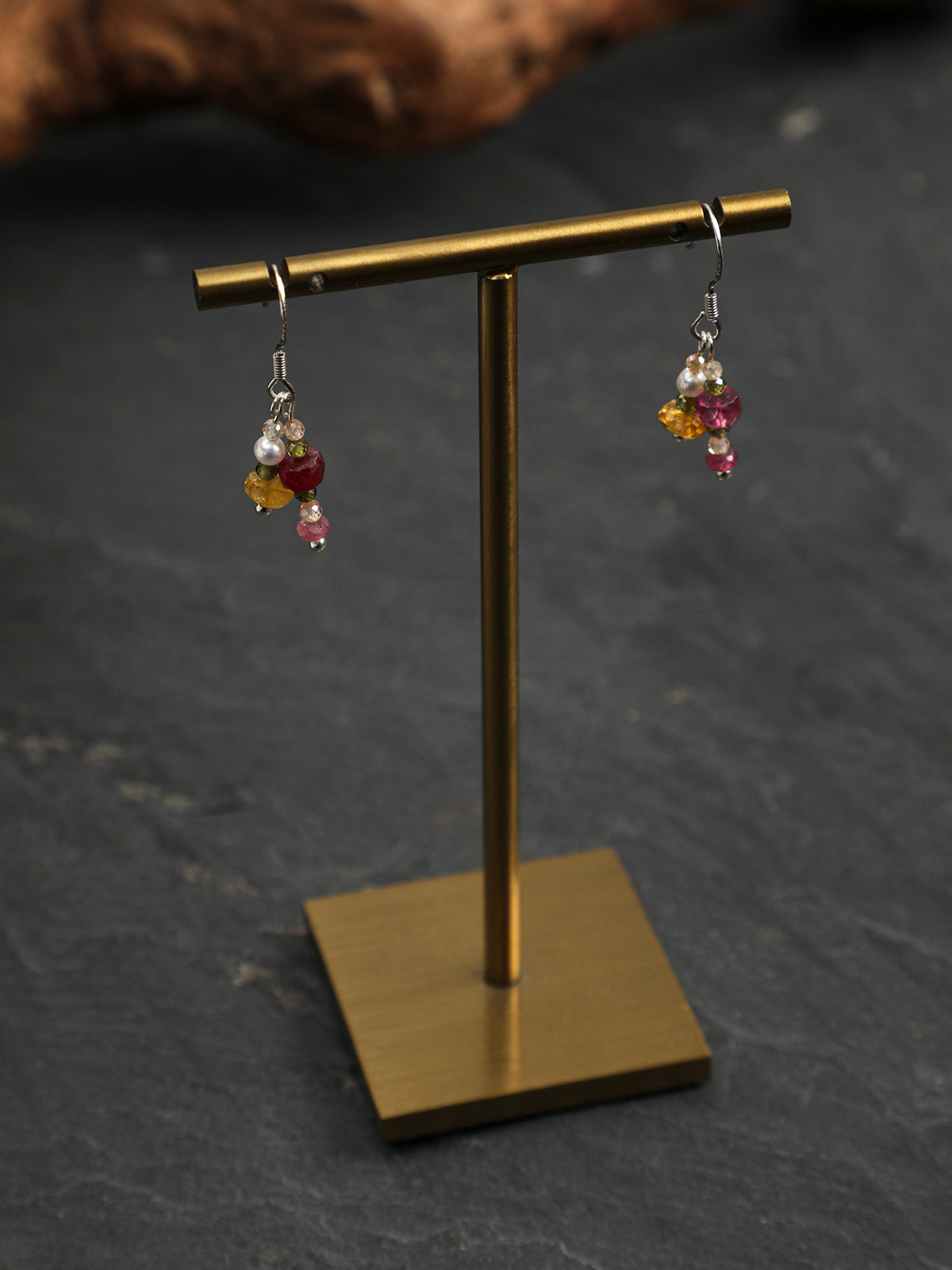 Summer Blossom Crystal Earrings — green crystal & red crystal & S925 Sterling Silver | SENLORE