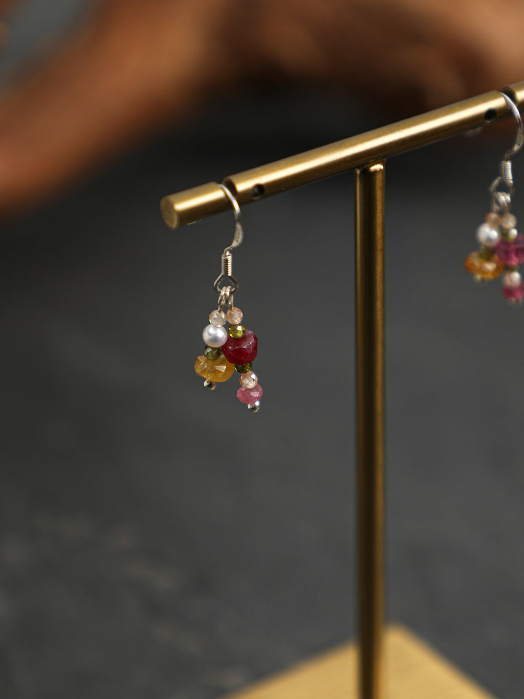 Summer Blossom Crystal Earrings — green crystal & red crystal & S925 Sterling Silver | SENLORE