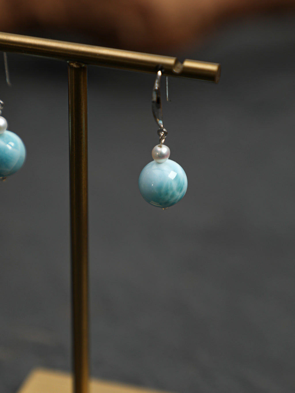 SENLORE Larimar Pearl Earrings – Front View