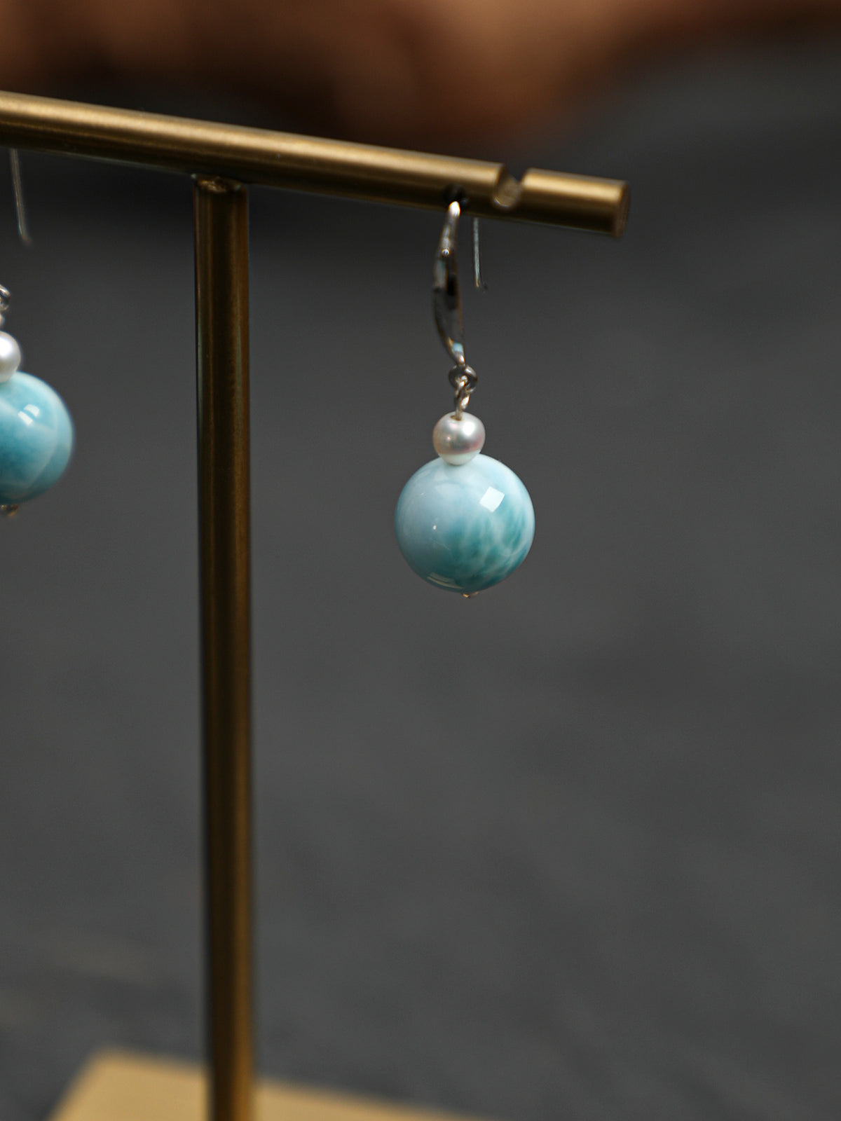 SENLORE Larimar Pearl Earrings – Front View
