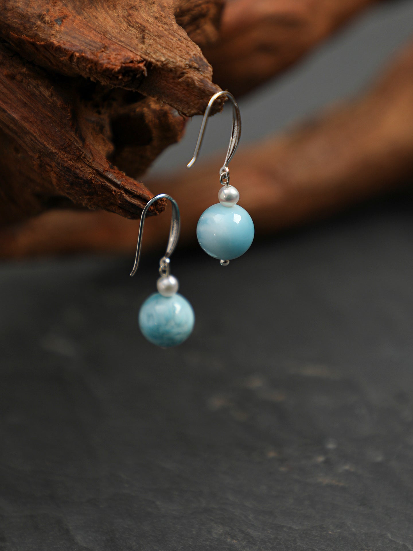SENLORE Larimar Pearl Earrings – Side View