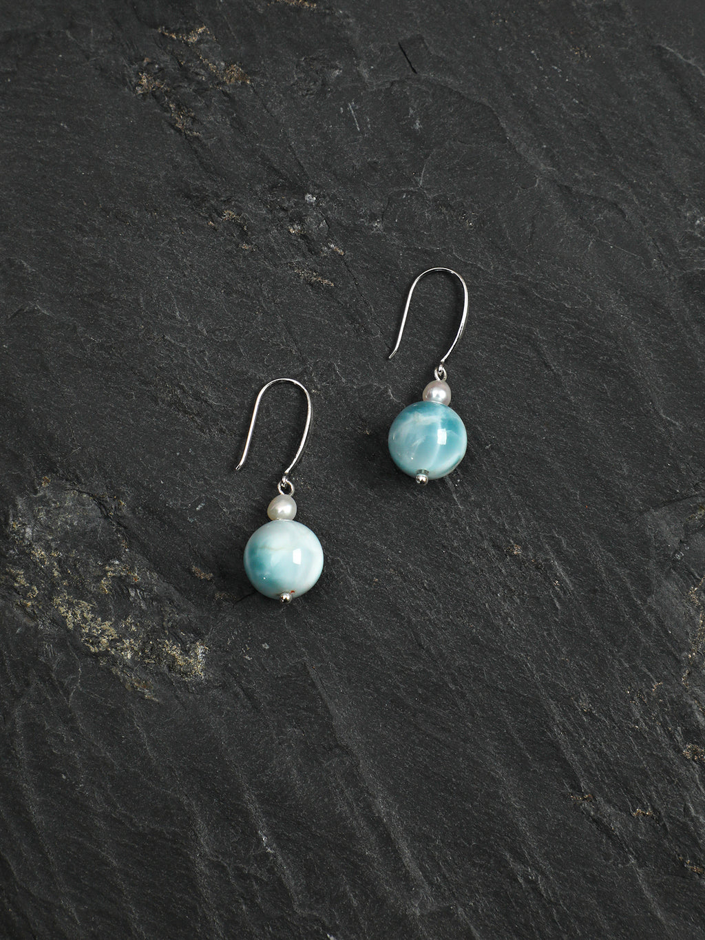 SENLORE Larimar Pearl Earrings – Lifestyle Shot